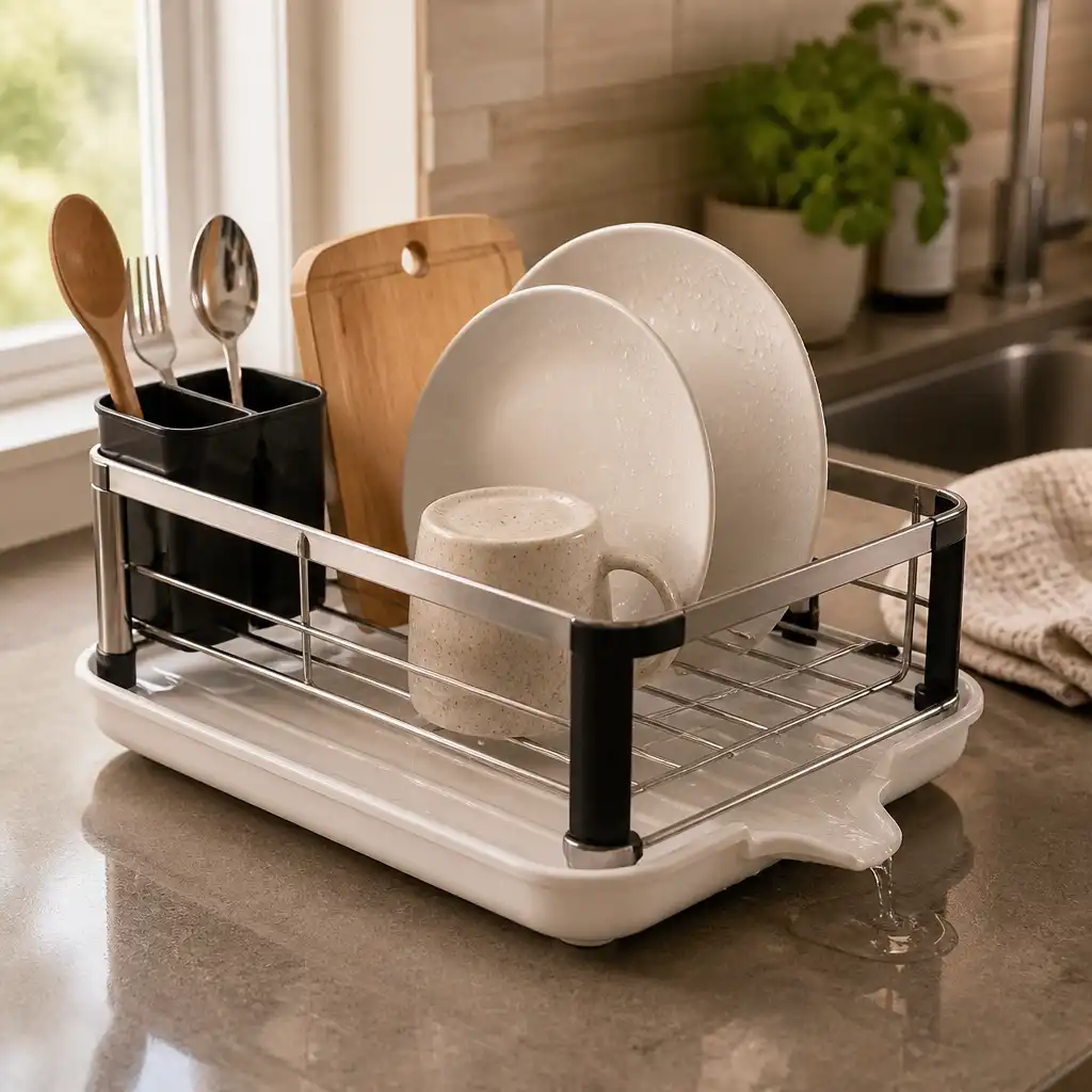 Dish Rack and Drain Board Set